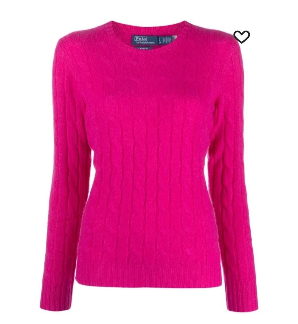 Polo Ralph Lauren Women's Julianna cable-knit cashmere jumper Fushia XL